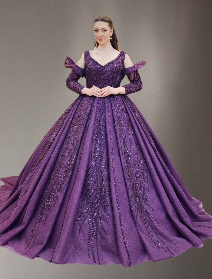 sand parkly beaded tulle Quinceanera dress073 - Image 2