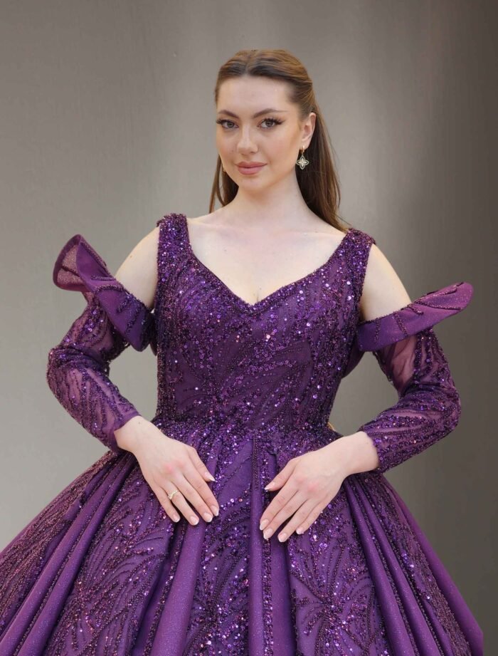 sand parkly beaded tulle Quinceanera dress073
