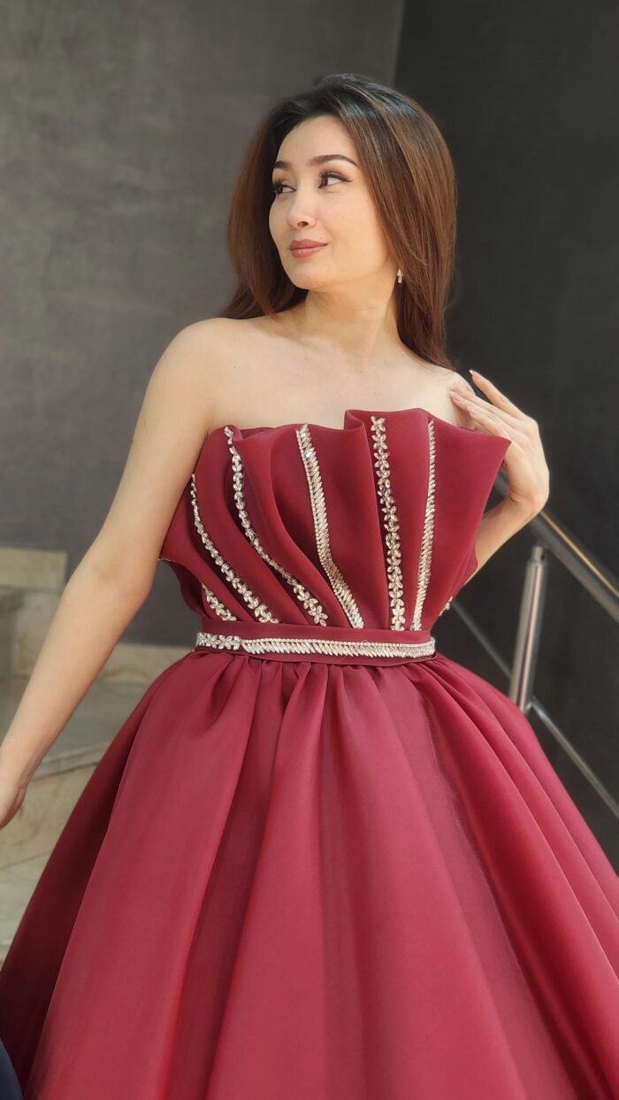 princess-cut dress dark red012