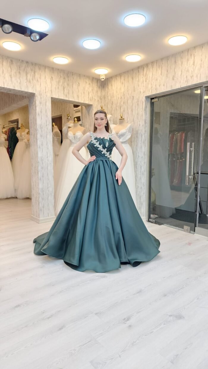 princess-cut dress dark green - Image 2