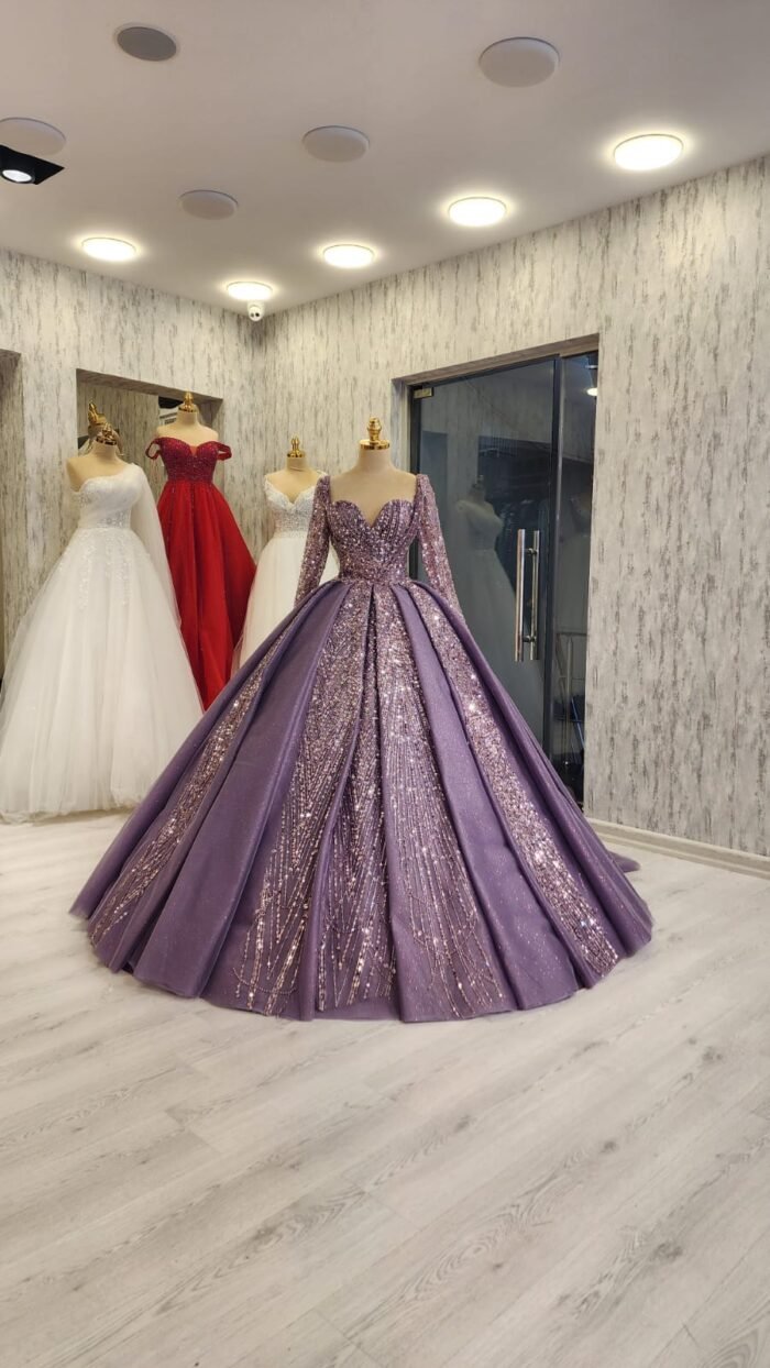 lilac parkly beaded tulle Quinceanera dress050 - Image 2