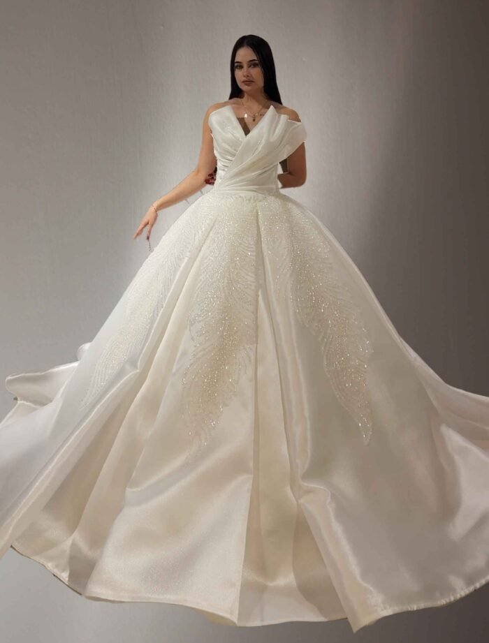 Off-Shoulder Beaded Wedding Dress - Image 2