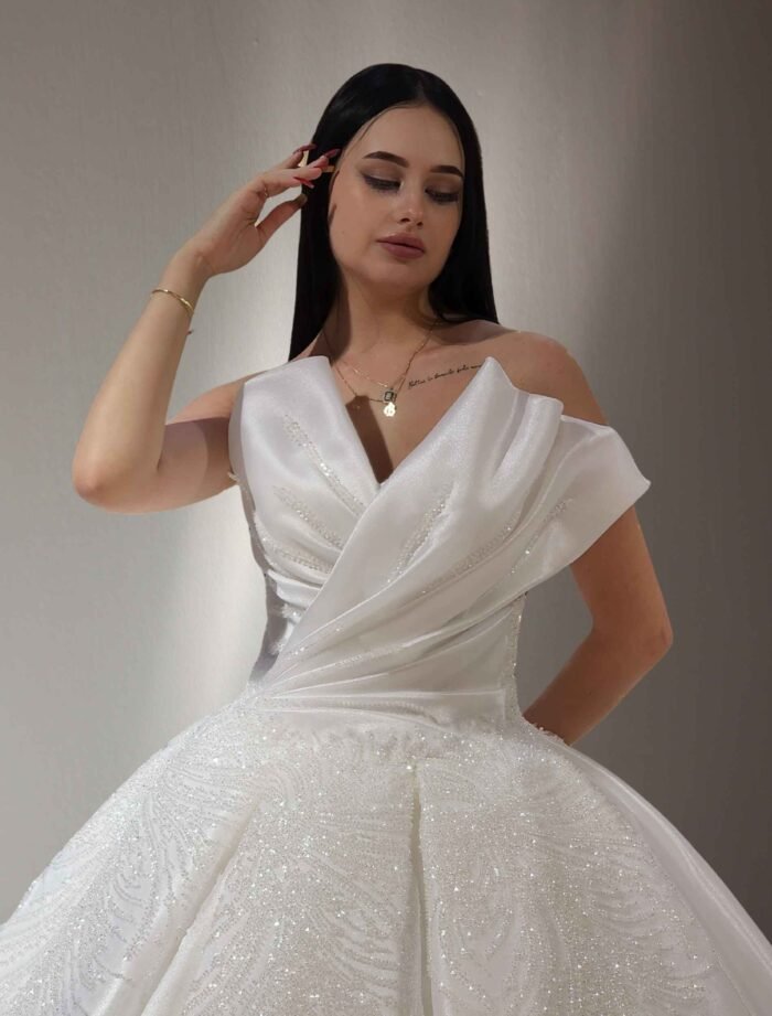 Off-Shoulder Beaded Wedding Dress